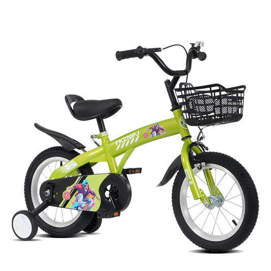 FKZNPJ 18 inch sporty kids bike with training wheels and stand Adjustable saddle Suitable for boys and girls aged 5-10 years tall Height 45-57 inches Available in a variety of colors