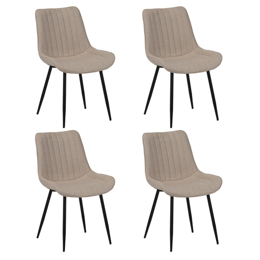 Dining chair set, includes 4 modern kitchen and dining chairs, decorative chairs, soft-seated dining chairs with padded backrests and metal legs, suitable for living room and bedroom, beige.