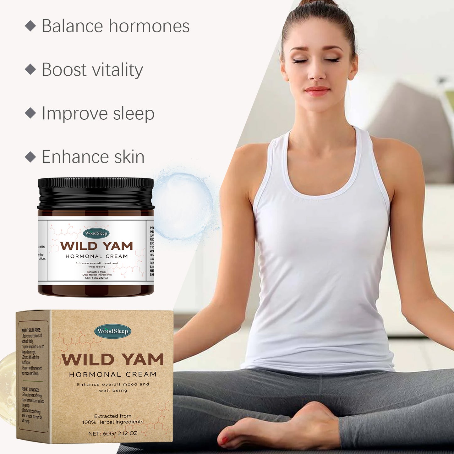 WoodSleep Wild Yam Hormone CreamMoisturizer Moisturizer Hydrating Moisturizing Care Firming Skin Care Cream