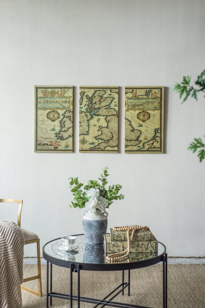 S/3 41.3x1x23.6' Rectangular Canvas Map Wall Art, Multicolored