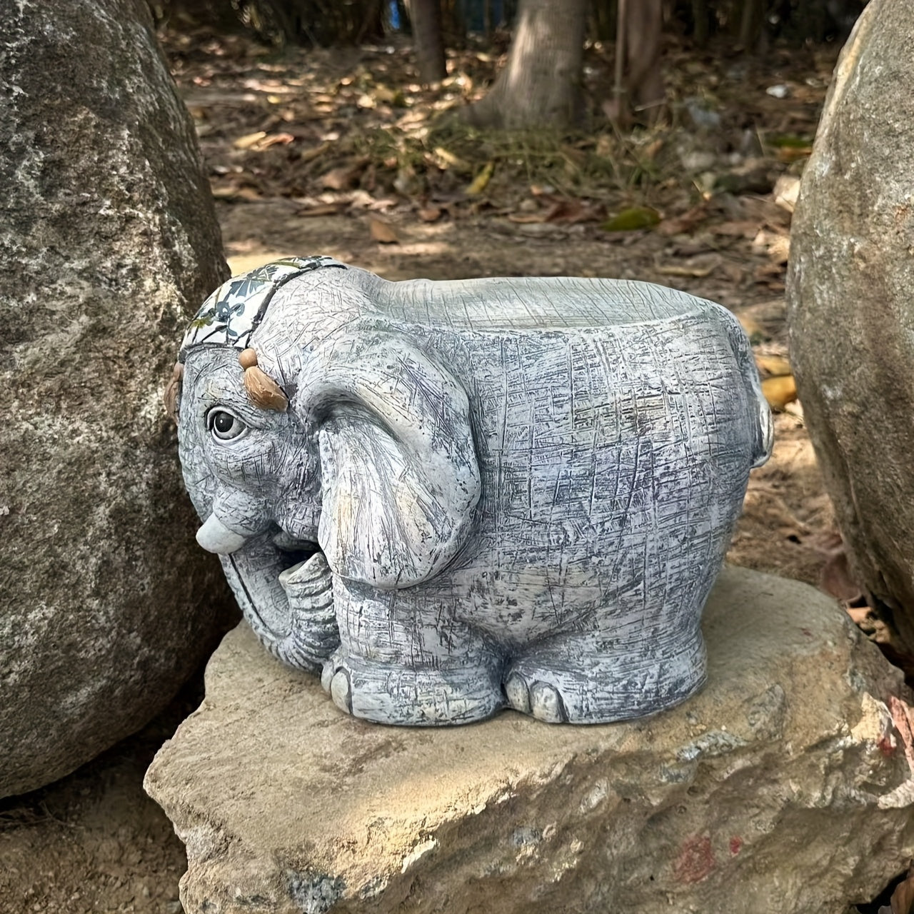 14' Garden Elephant Model Stool, Simulated Animal Sculpture Art Piece, Resin Garden Stool, Suitable For Placement In Living Rooms, Balconies, Offices, Outdoor Gardens, Courtyards, Lawns, The First Cho