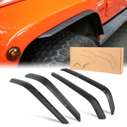 Front & Rear Fender Flares Compatible with 2007-2018 Jeep Wrangler JK JKU, Off-Road Wheel Flares Liner 4 PCS
