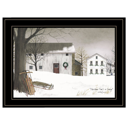 'Christmas Time is coming' by Billy Jacobs Ready to Hang Holiday Framed Print, Black Frame