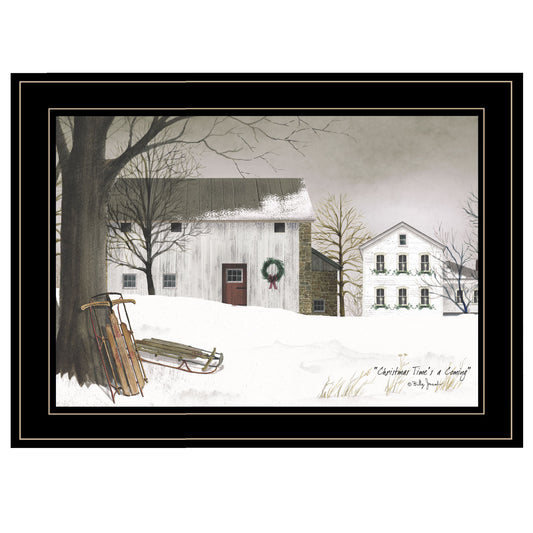 'Christmas Time is coming' by Billy Jacobs Ready to Hang Holiday Framed Print, Black Frame