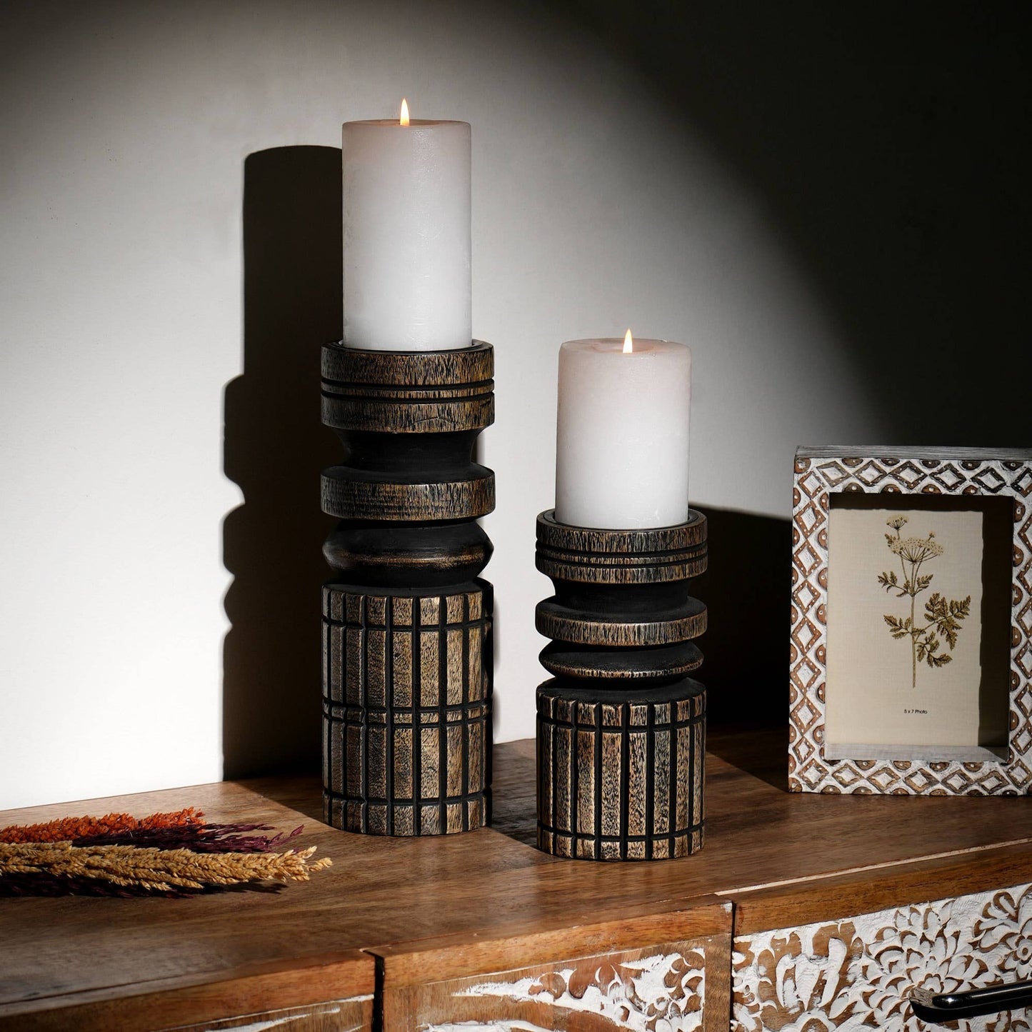 Decorative Wooden Centerpiece Candle Holder- 4x11'– Elegant Candle Stand for Any Occasion