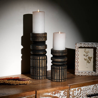 Decorative Wooden Centerpiece Candle Holder- 4x11'– Elegant Candle Stand for Any Occasion