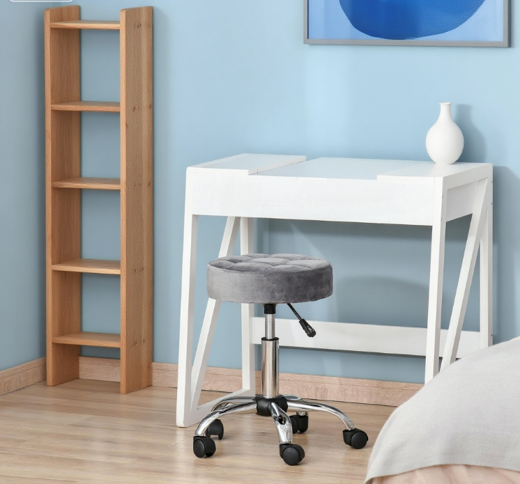 Office Chair Round Rolling Stool with Height Adjustable Lift, Vanity Chair