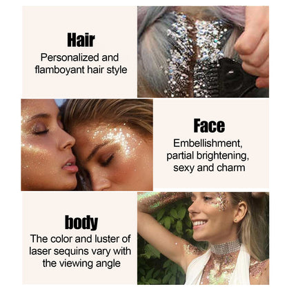 EELHOE Shining Body Skin Gel (Silver) Makeup Fish Scale Sequin Gel Sequin Stage Performance Makeup Props Eyeshadow