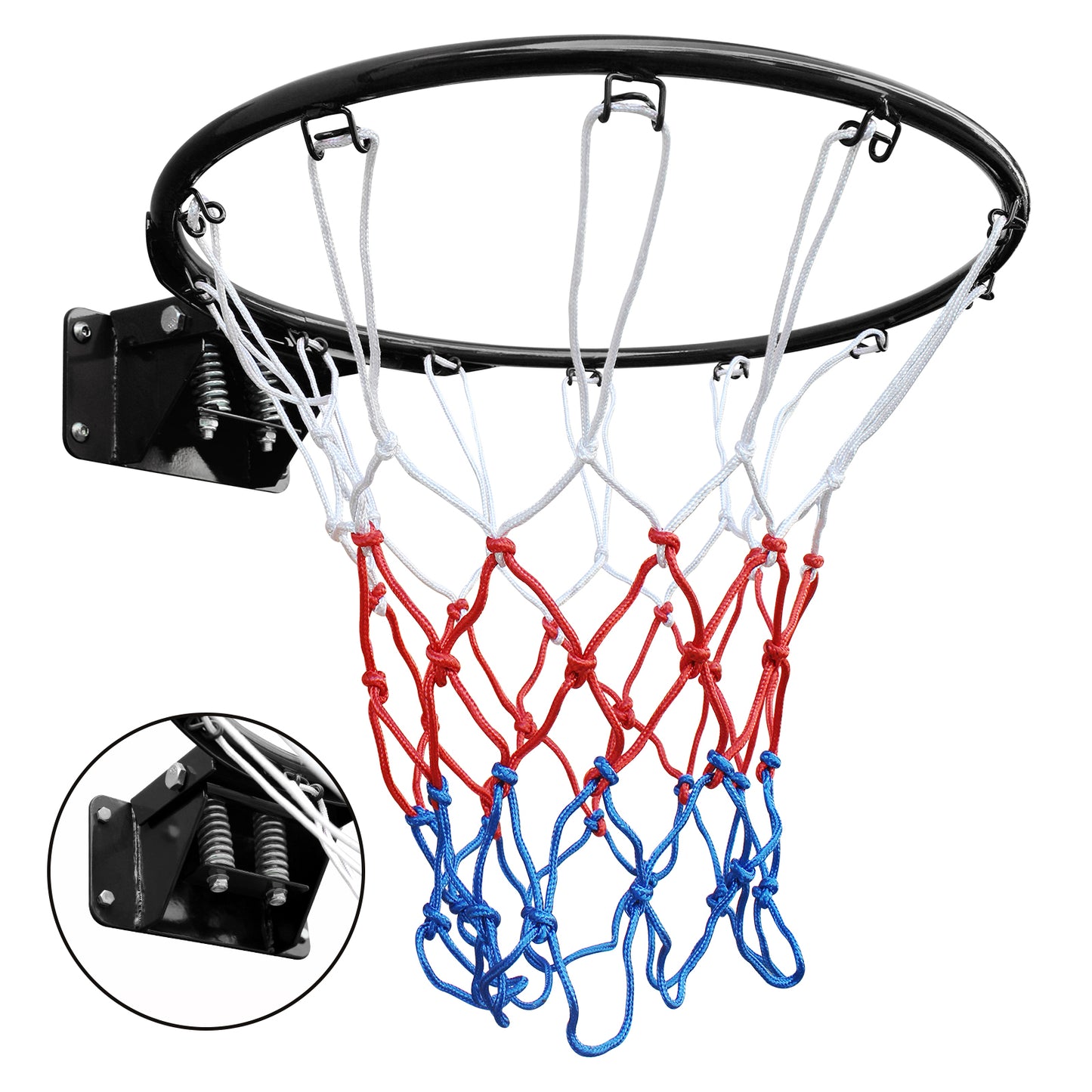 Basketball Double Spring Solid Rim, 18' Steel Basketball Rim for Indoor and Outdoor Black