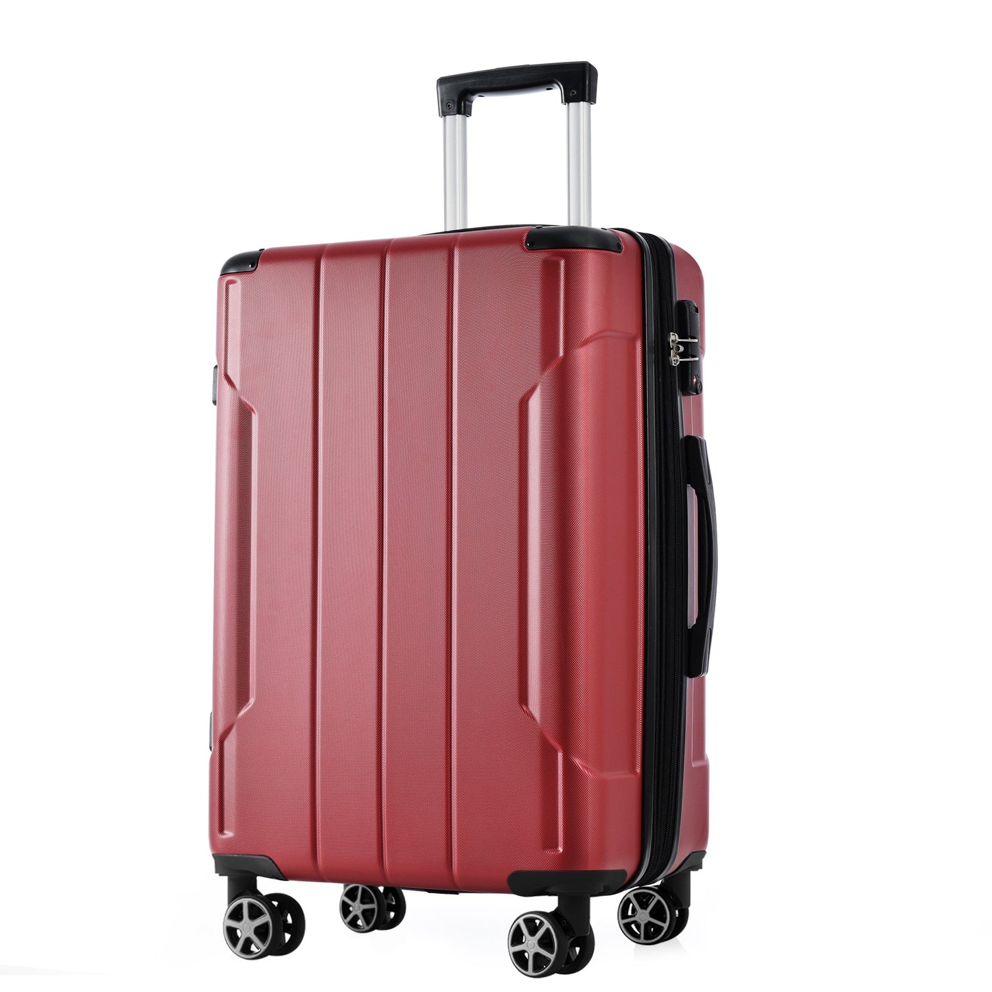 Hardshell Luggage, Lightweight Durable ABS Suitcases with Double Wheels, Expandable 24-inch Checked Luggage 24' (Red)