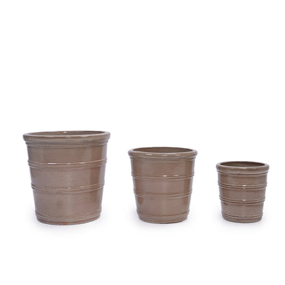 3 Pieces Ceramic Flowerpot, Modern Planter for Patio, Garden or Windowsills - Antique Yellow