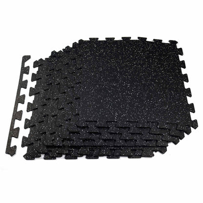 24 in. W x 24 in. L x 0.24 in. Thick Rubber Tile, Gym Flooring Tiles, Black with Gray Flecks (8 Tiles/Case)(32 sq. ft.)