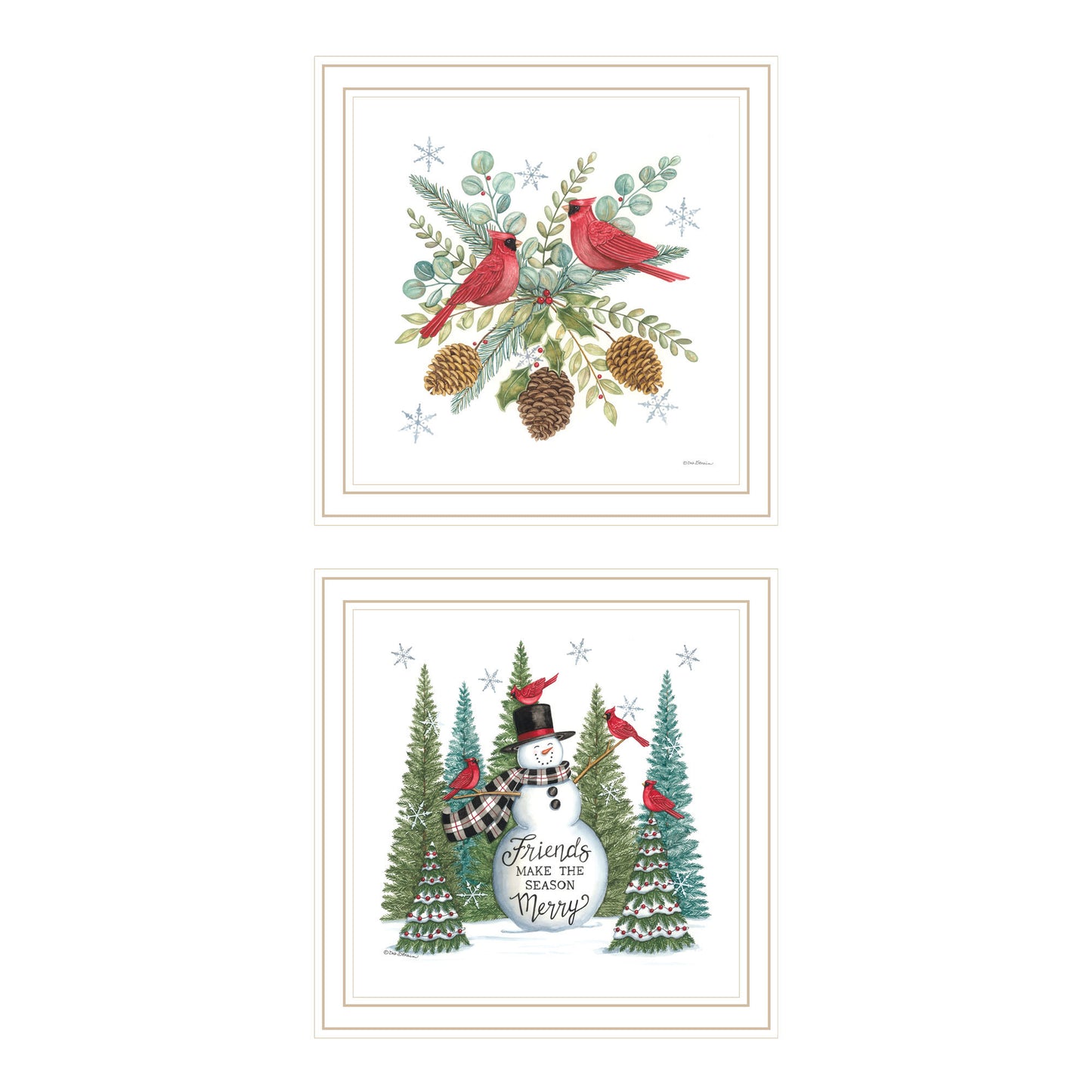 Trendy Decor 4U 2- Piece Vignette Friends Make the Season Merry White Framed Wall Art for Living Room, Bedroom Wall Art Print for Home Decor by Deb Strain