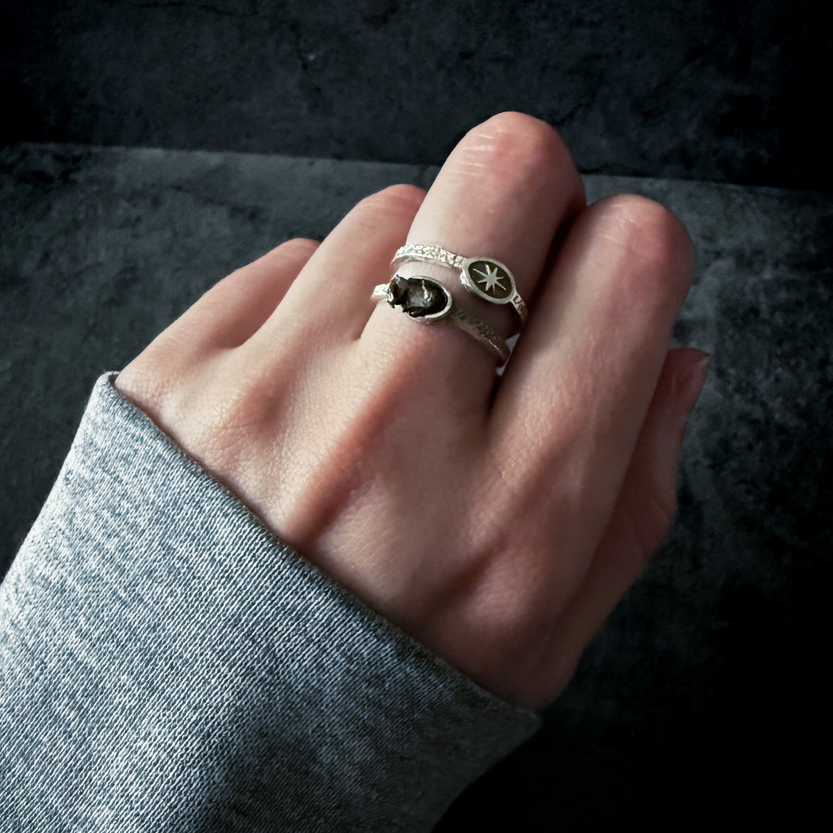 Supernova Starburst Ring With Authentic Meteorite