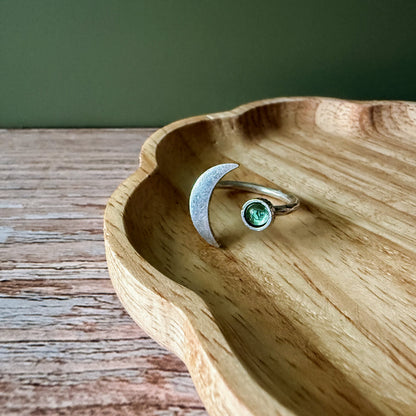 Crescent Moon Birthstone Ring