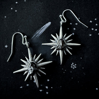 Supernova Starburst Dangle Earrings With Authentic Meteorite