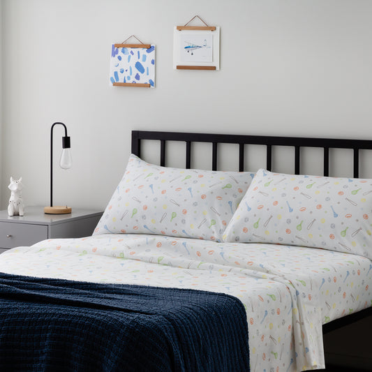Linenspa Microfiber Sheet Set, Twin, Sport Pattern