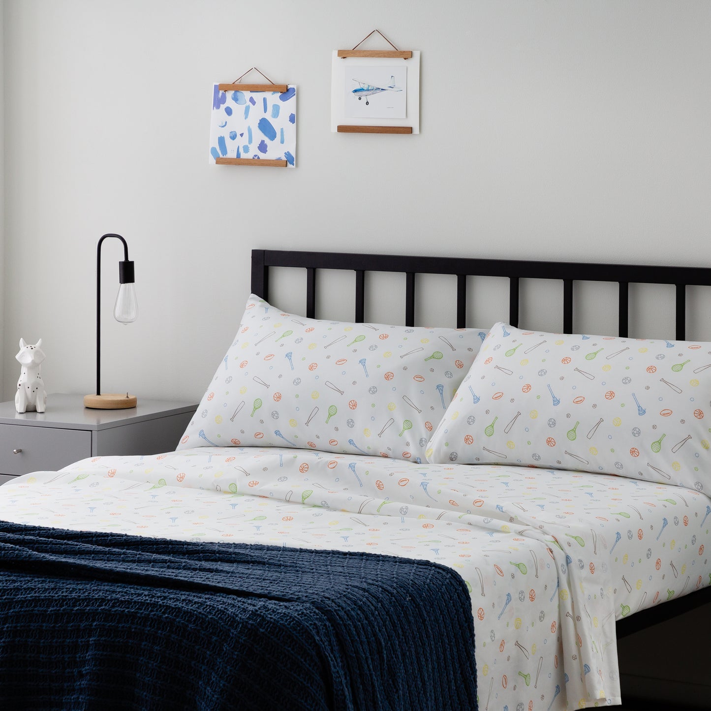 Linenspa Microfiber Sheet Set, Full, Sport Pattern