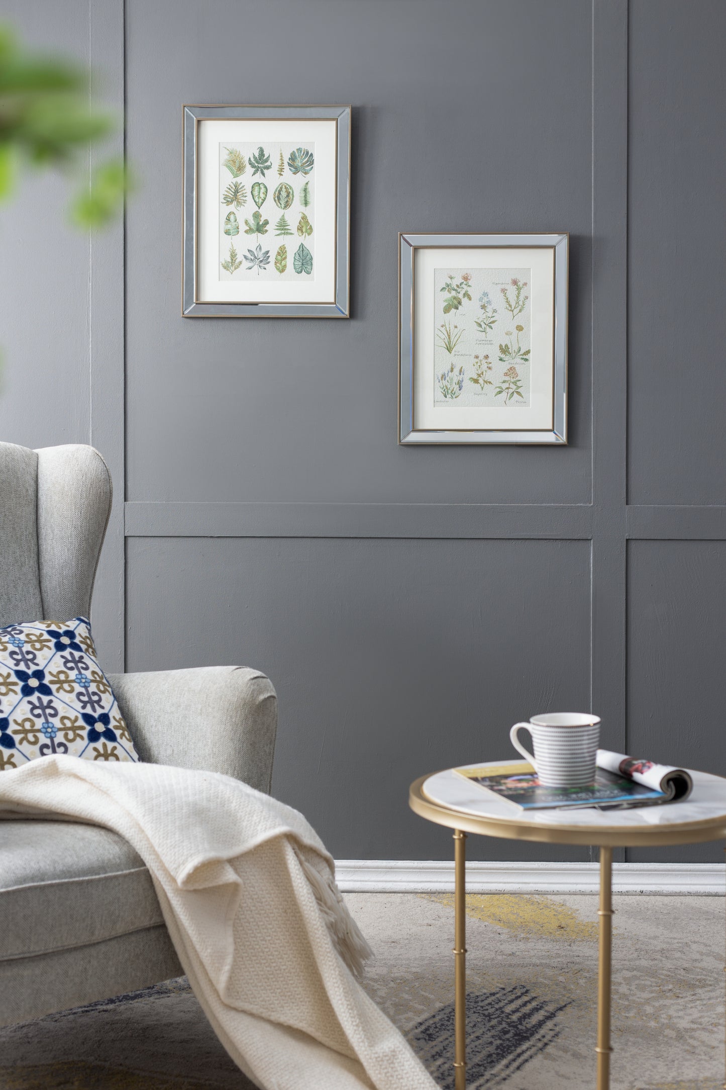 S/2 15.7x19.7' Liana Mirror Framed Wall Art on Mellow Golden Tint Background