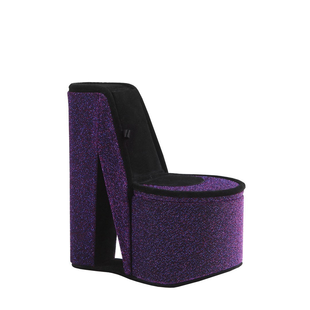 9' Tall Display Jewelry Box with Hidden Storage, High Heel Shoe Design, Purple Velvet