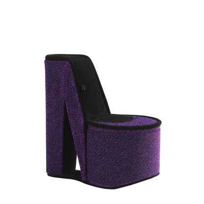 9' Tall Display Jewelry Box with Hidden Storage, High Heel Shoe Design, Purple Velvet