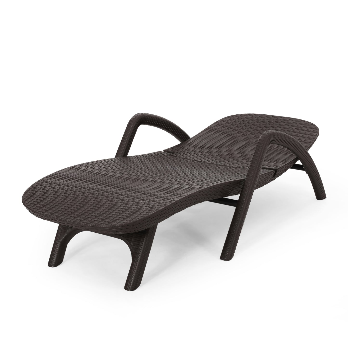 Polypropylene Resin Chaise Lounge with Hand-crafted Details, Dark Brown