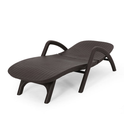 Polypropylene Resin Chaise Lounge with Hand-crafted Details, Dark Brown
