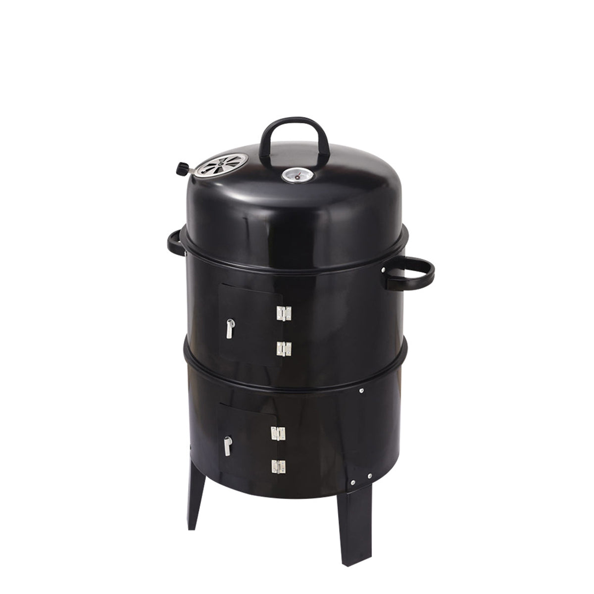 Outdoor double-layer grill, charcoal wood fired braising and smoking stove