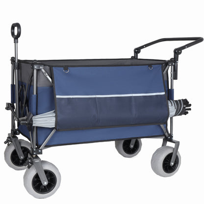 Multi-Functional Push-Pull Folding Wagon Cart with Rotating Handle & 9'x4' Beach Tires for Camping & Beach –300L XL Heavy-Duty, 480lbs load, Large Capacity for Transport, Groceries, and Outdoor Use