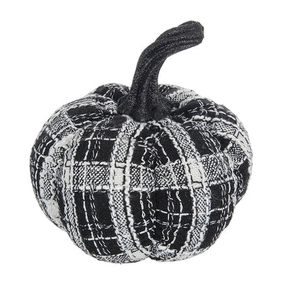 7x7x7' Fabric Light Black White Plaid Pumpkin, for Holiday Halloween Decor
