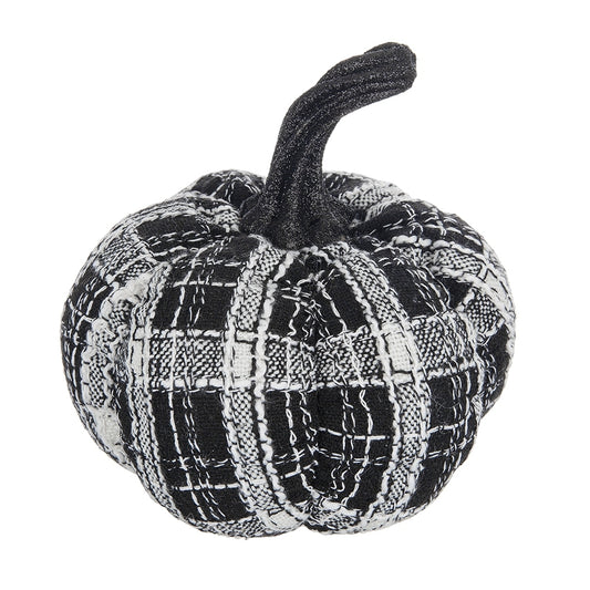 7x7x7' Fabric Light Black White Plaid Pumpkin, for Holiday Halloween Decor