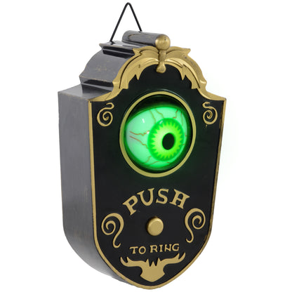 HOMCOM 7.1' Halloween Decoration, Animatronic Doorbell with Simulation Light-up Eyeball, Sound and Motion Activated Animated Prop w/ Piercing Doorbell Sound