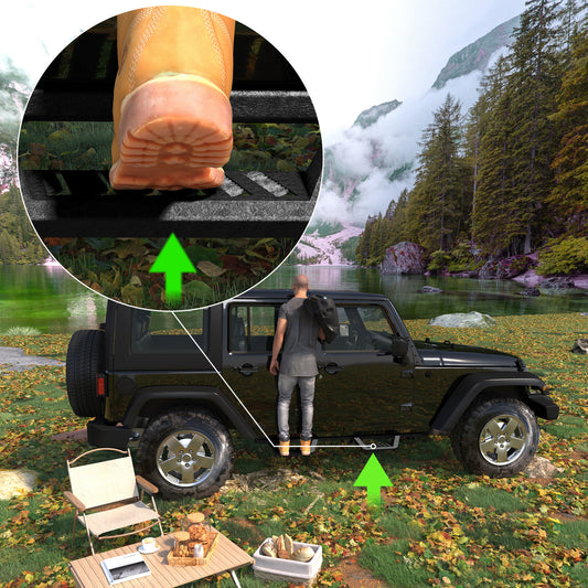 Running Boards For 07-18 Jeep Wrangler JK 4 Doors Black Powder Coated Side Steps