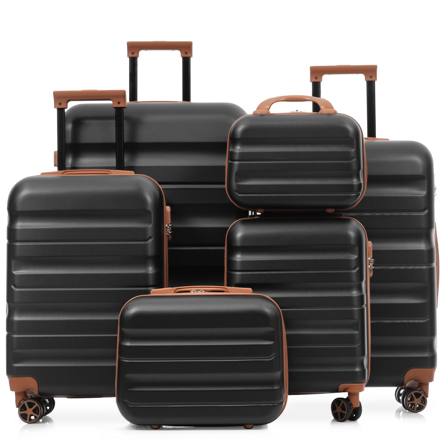 6-Piece ABS Hardshell Luggage Set - Lightweight & Durable Suitcases with Dual Spinner Wheels, Carry-On & Check-In Sizes for Travel & Business