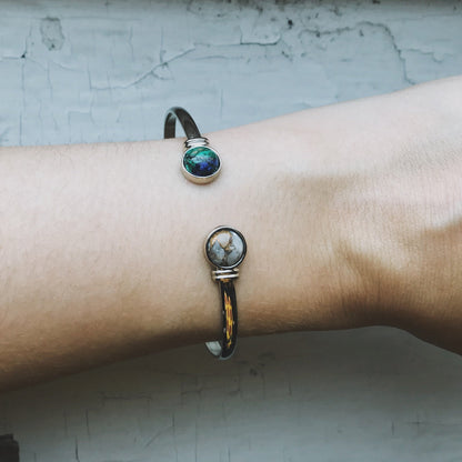 Earth and Moon Cuff Bracelet With Natural Stones