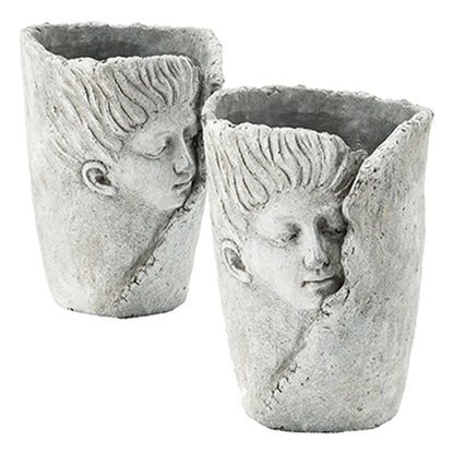 Set of 2 6.5x6x8.5' Sleep Face Accent Planter