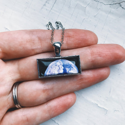 CLEARANCE Planetary Society LightSail Rectangle Necklace - Earth