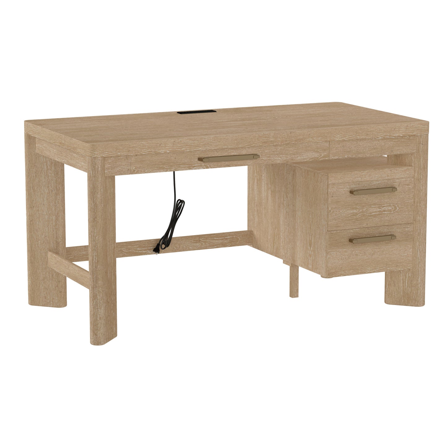 Modern Tan Wood Desk with Contemporary Style in Light Brown, 58' W x 30' D x 30' H