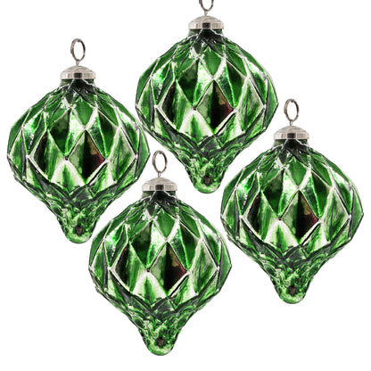 4.2x4.2x5.1' Christmas Ball Ornaments, Glass Decorative Hanging Ball Christmas Tree Ornaments for Holiday Party Decorations, Set of 4