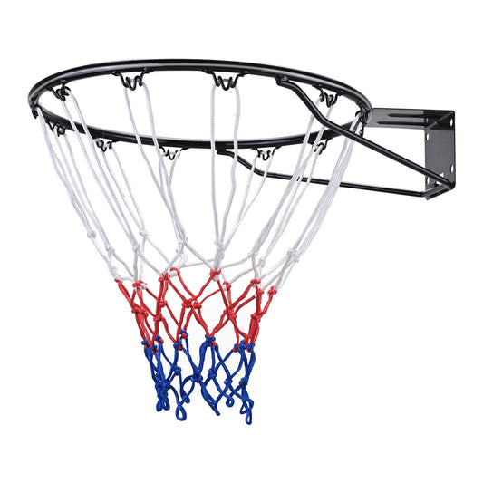 Basketball Rim, Wall Door Mounted Basketball Hoop, Heavy Duty Q235 Basketball Flex Rim Goal Replacement with Net and Double Spring, Standard 18' Indoor Outdoor Hanging Hoop for Kids Adults