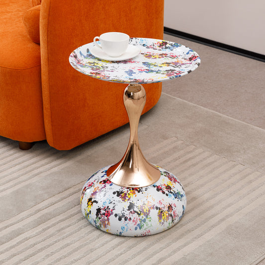 Mermaid Tail End Coffee Table Round Side Table, Modern Metal Pedestal Table, Minimalist Accent Table for Small Spaces, Drink Martini Table Decoration for Living Room