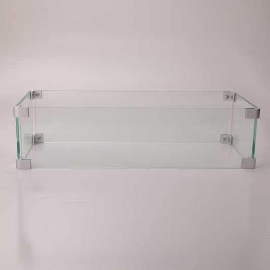Rectangular Glass Wind Guard for Fire Pit W85335465