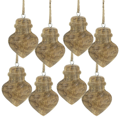 D3.1x3.5' Wooden Hanging Ornaments, Hanging Home Decor Accents for Christmas Tree, Holiday Display, Set of 8