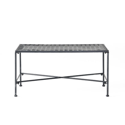 LUNA Outdoor Iron Coffee Table with Black Brush Silver Finish