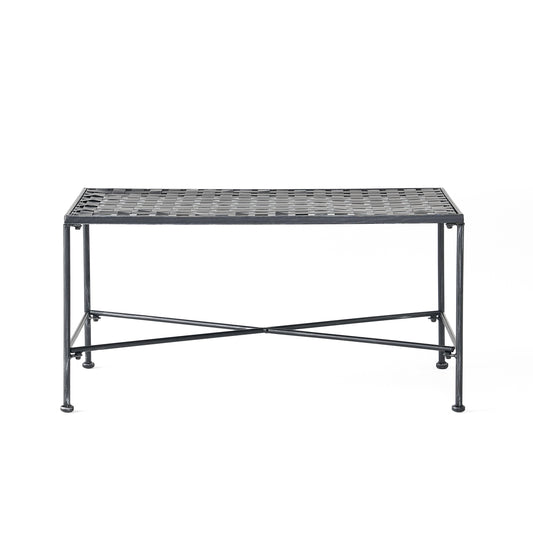 LUNA Outdoor Iron Coffee Table with Black Brush Silver Finish