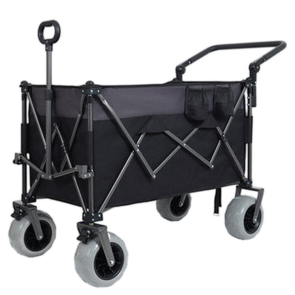 Multi-Functional Push-Pull Folding Wagon Cart with Rotating Handle & 9'x4' Beach Tires for Camping & Beach –300L XL Heavy-Duty, Large Capacity for Transport, Groceries, and Outdoor Use