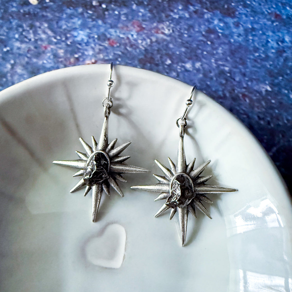 Supernova Starburst Dangle Earrings With Authentic Meteorite