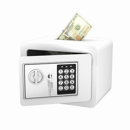 Secure Safe With Key And Password Money Home Safe, 0.23 Cubic Feet Small Safe, Mini Storage Cabinet, Suitable For Home Use, Can Store Money, Documents, And Valuable Items