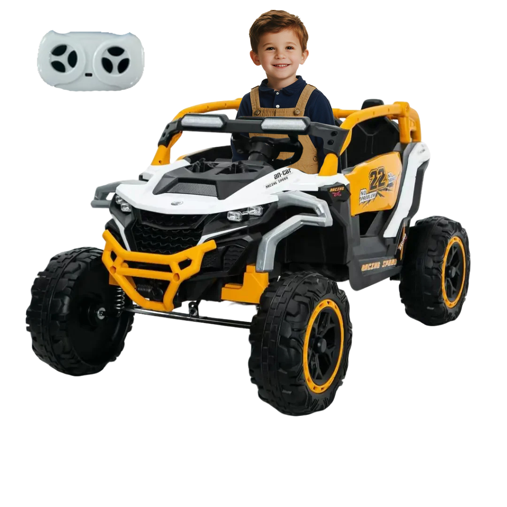 Ride on Models Truck Car 12V Kids Electric Vehicles, Remote Control, Front & Rear Shock Suspension, 2 Seater UTV, Flashlights and a built-in music player, For Age 3-6 Years Old (White)