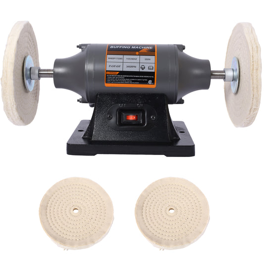 8-Inch Electric Polisher Bench Buffer Grinder - Includes 4PCs 80Ply Thic Buffing Wheels Ideal Benchtop Buffing Machine for Polishing Metal, Jewelry, Knives, Wood, Jade, and Plastic. CSA Certificated